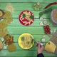 Tasting Pasta on colourful Plates with Spinach. - VideoHive Item for Sale