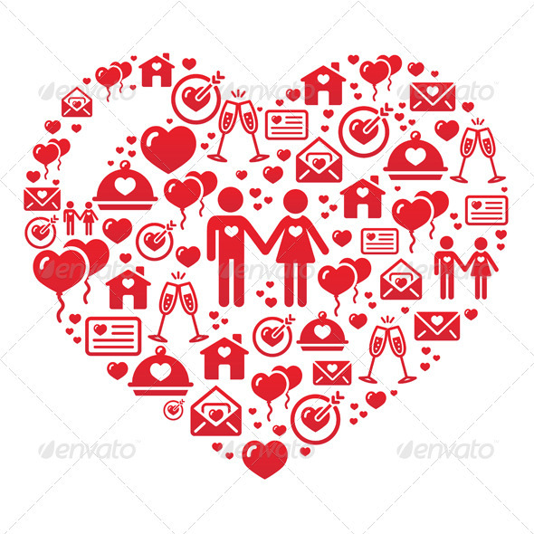Mosaic heart card for Valentines Day - vector - Valentines Seasons/Holidays