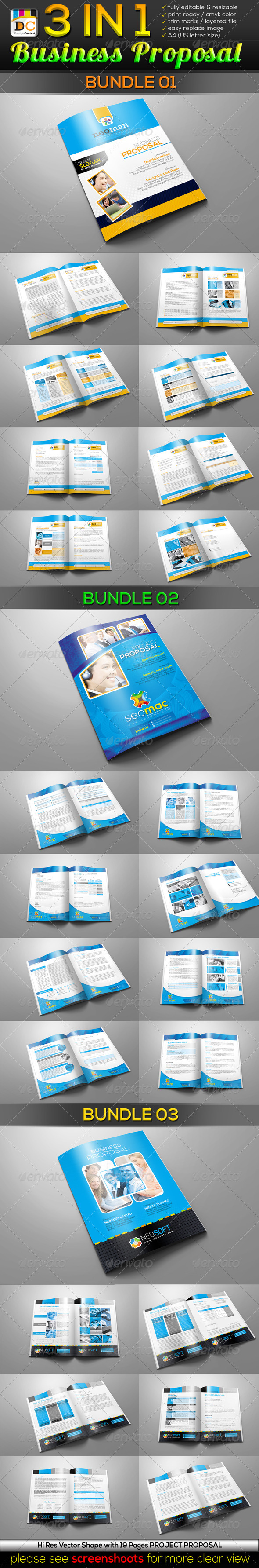 3 in 1 Business/Project Proposal Bundle - Proposals & Invoices Stationery