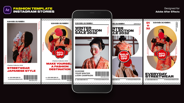 Japanese Fashion Instagram Stories Product Promo template preview
