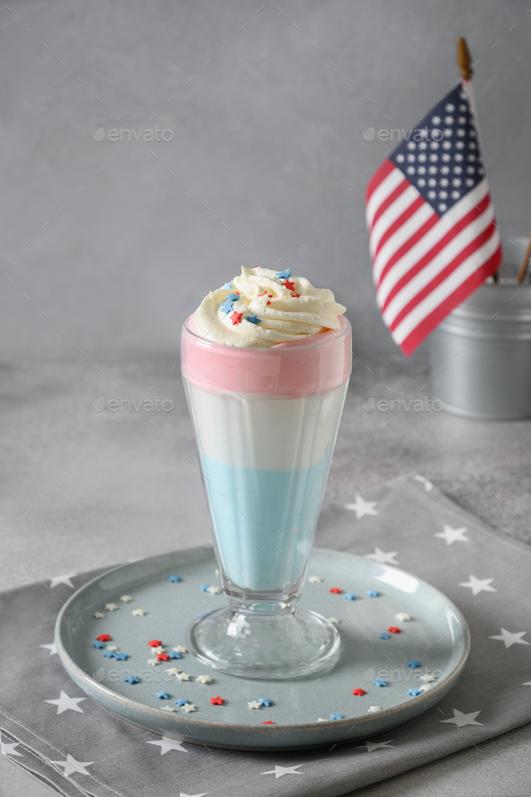 Patriotic milkshake for Independence Day in USA.