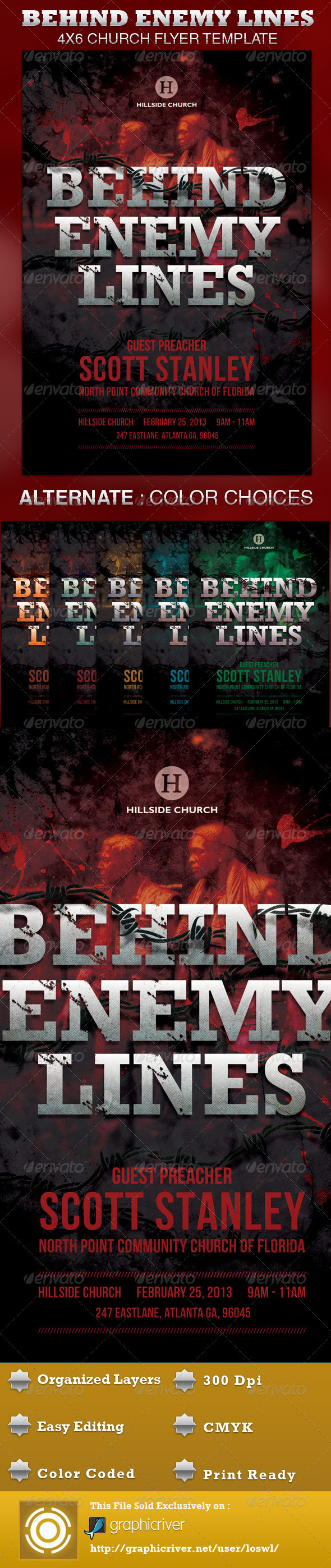 Behind Enemy Lines Church Flyer Template - Church Flyers