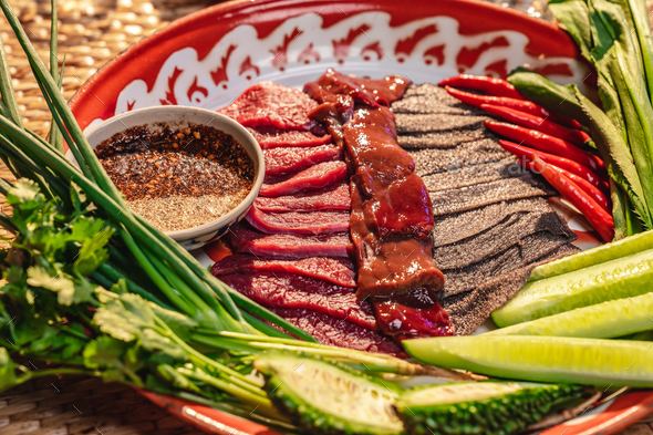 Traditional food Thailand, Thai local food menu with raw food ...