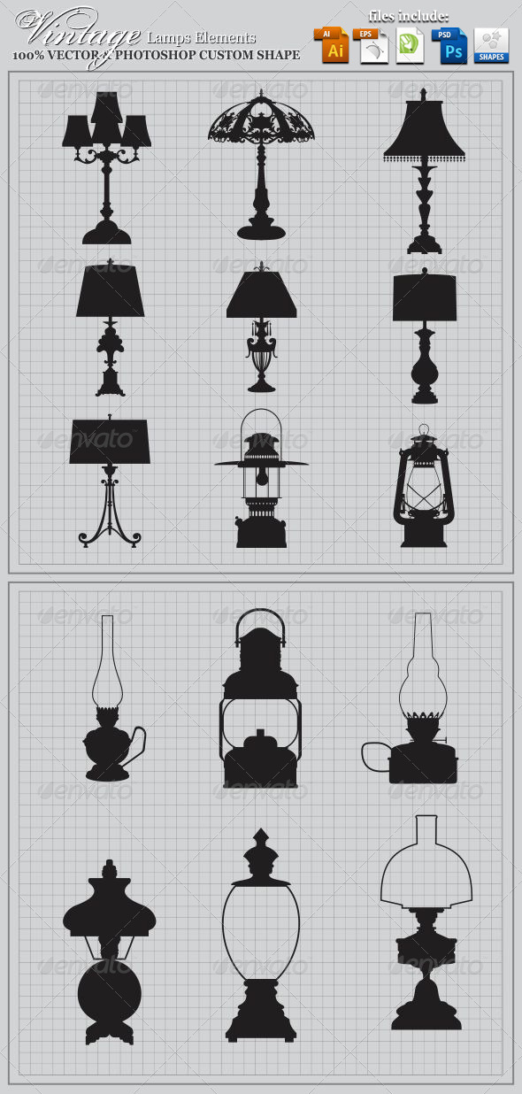 Vintage Lamps Elements - Man-made Objects Objects