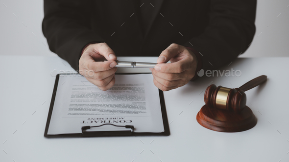 Lawyers, lawyers in the office and legal documents for use in arguing and planning cases for clients - Stock Photo - Images