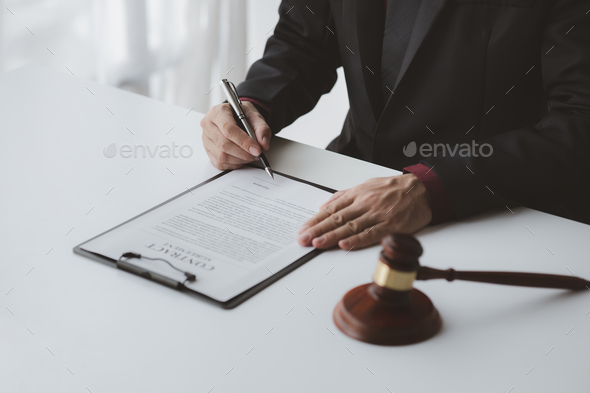 Lawyers, lawyers in the office and legal documents for use in arguing and planning cases for clients - Stock Photo - Images