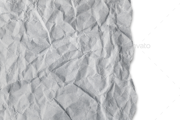 Recycled Crumpled Gray Paper Texture With A Torn Edge Isolated On White  Background Stock Photo by Kateryna_Maksymenko