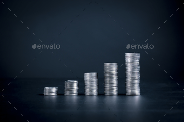 coins with abstract background. financial business grow business income interest rate. - Stock Photo - Images