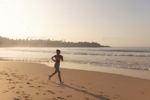 Elegant Silhouette of a Woman Running