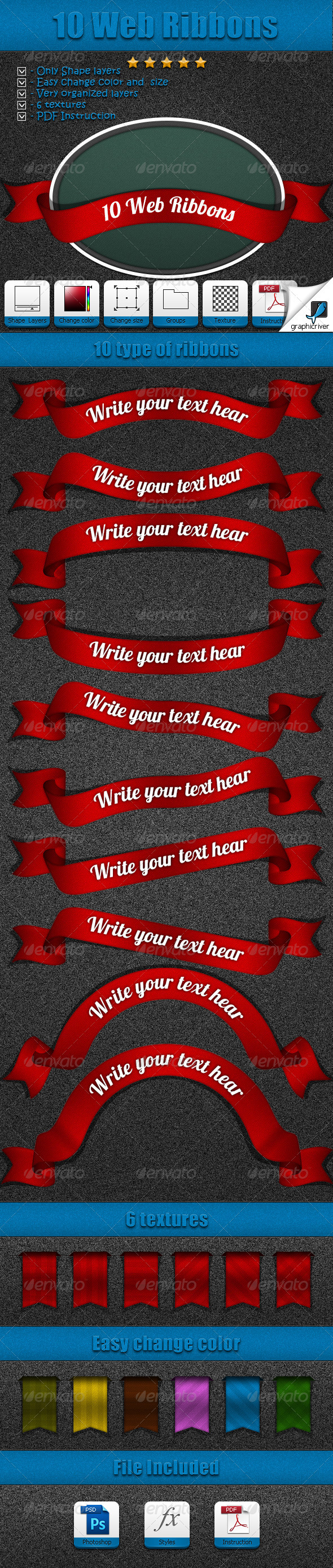 10 Web Ribbons - Badges & Stickers Web Elements