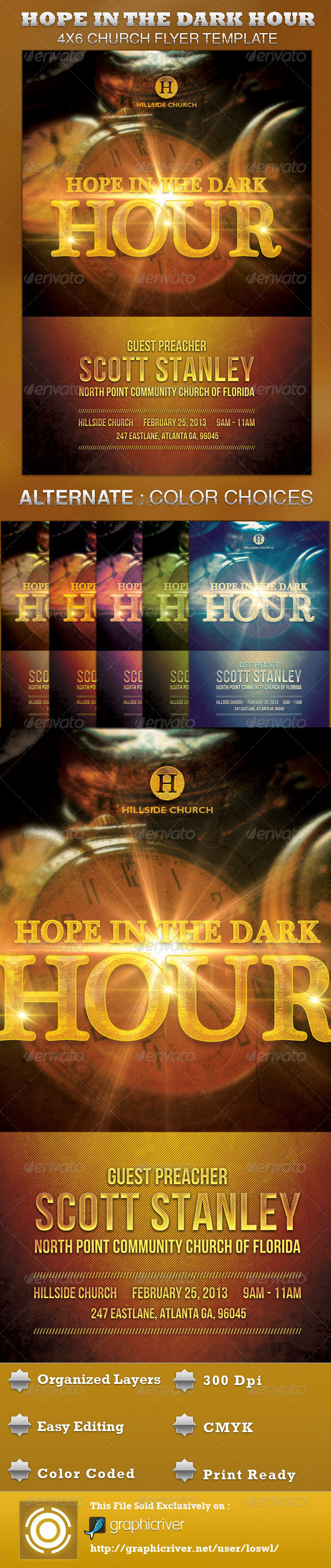 Hope in the Dark Hour Church Flyer Template - Church Flyers