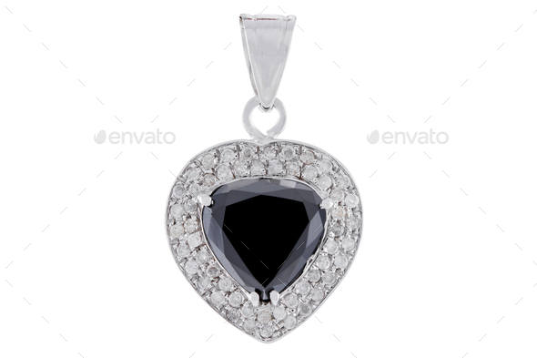 Closeup shot of a beautiful sapphire pendant isolated on a white background
