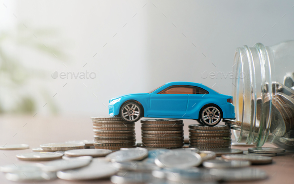 car tax concept financial statements with coins Auto Tax and Auto Insurance, Auto Finance