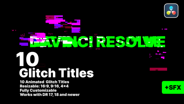 Glitch Titles for Davinci Resolve
