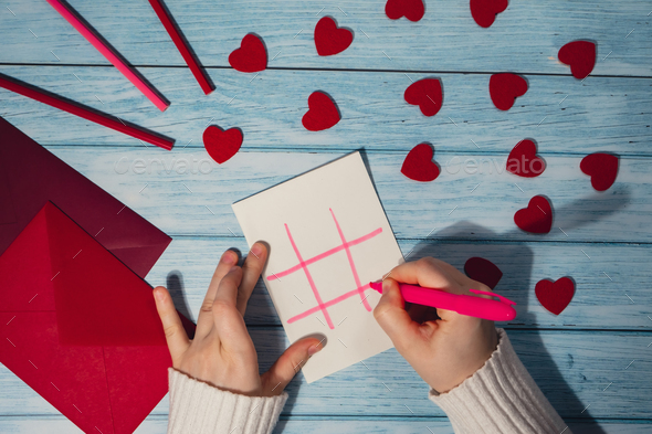 Valentines Day. Instructions for making valentine cards. Text YOU WON MY HEART and tic tac toe game