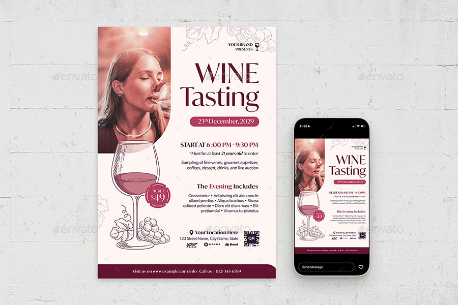 Wine Tasting Flyer Template, Print Templates | GraphicRiver