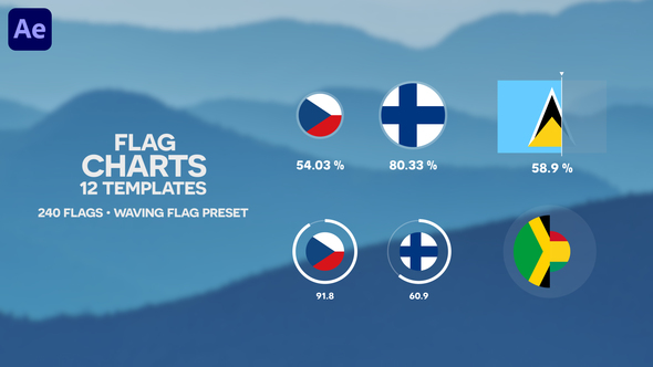 12 Flag Charts | 240 Flags | Infographics Pack