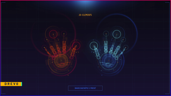 HUD UI SCREEN 2/ Hands SCAN/ Glitch Logo/ Glitch Text/ Hologram Scanner/ Touch Id/ Security/ 3D Text