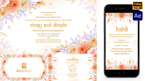 Indian Floral Wedding Invitation Style 06