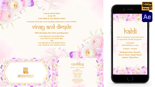 Indian Floral Wedding Invitation Style 09