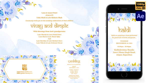 Indian Floral Wedding Invitation Style 10
