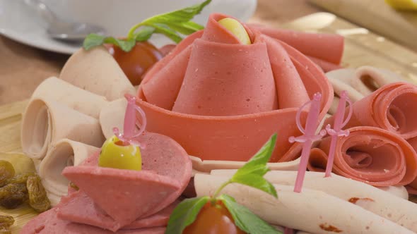 Meat products for breakfast. alt