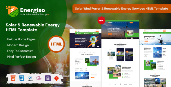 Wondrous Energiso - Solar & Renewable Energy HTML5 Template