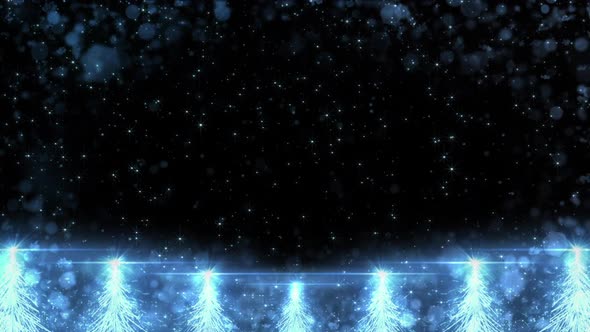 Animated Blue Christmas Fir Tree Star background seamless loop HD resolution.