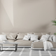 Stylish interior of living room with design beige sofa and carpet in elegant home decor. 3d render - PhotoDune Item for Sale