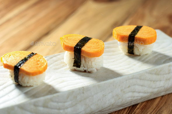 Tamago Nigiri Egg Sushi - Stock Photo - Images