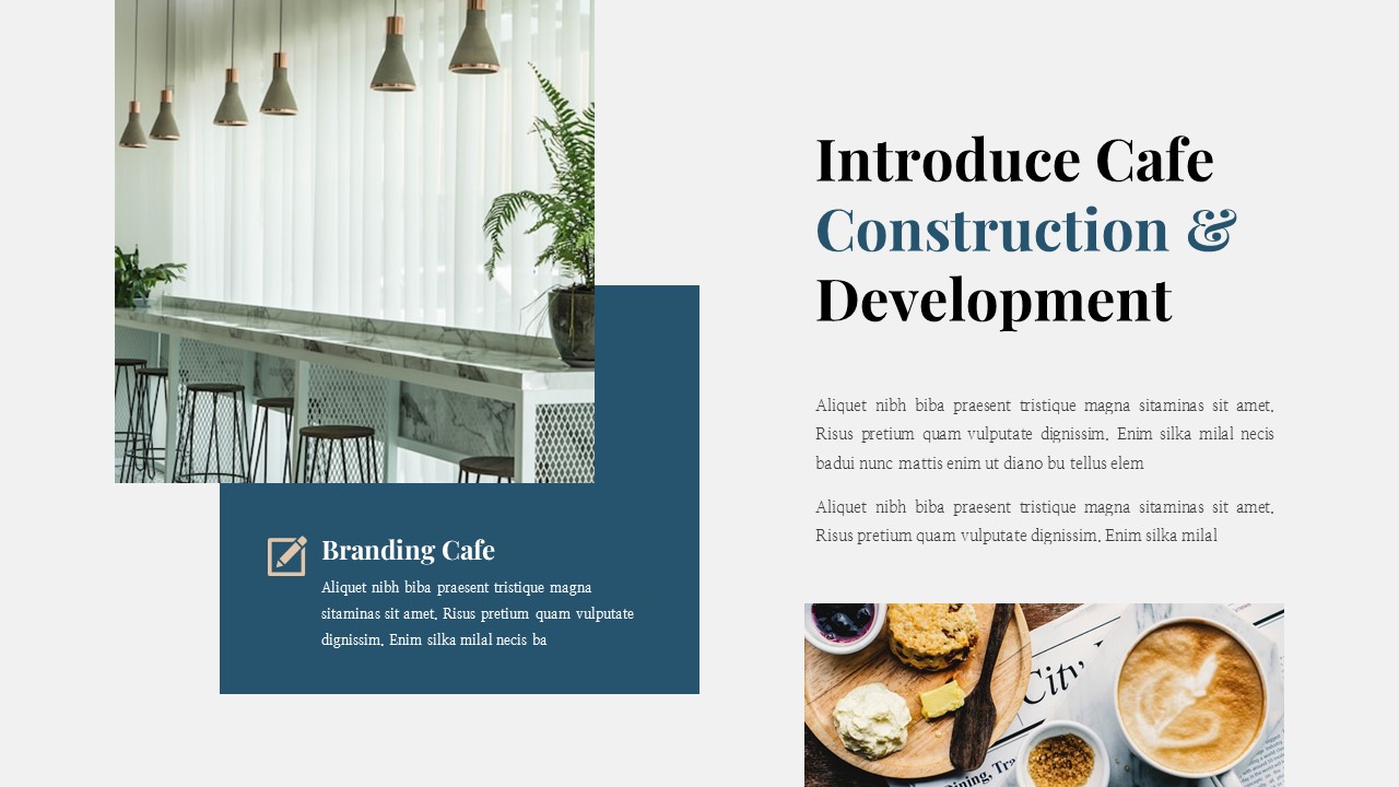 Cafe Construction & Development PowerPoint Template, Presentation Templates