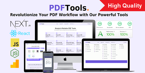 PDF Tools [All in one] - High Quality PDF Tools - Next.js React Web Application - SaaS