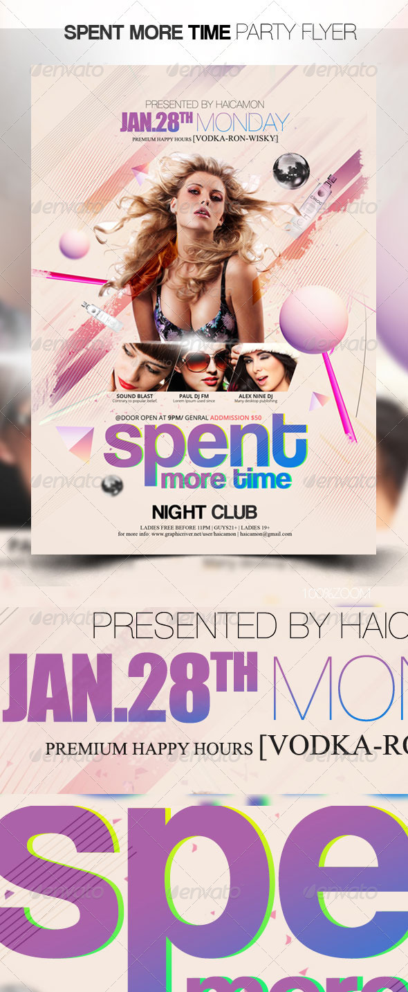 Spent More Time Party Flyer - Clubs & Parties Events