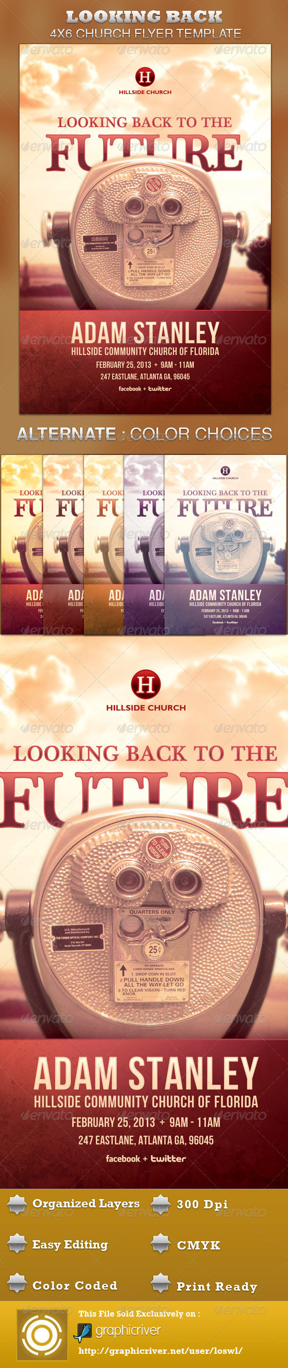 Looking Back to the Future Church Flyer Template - Church Flyers