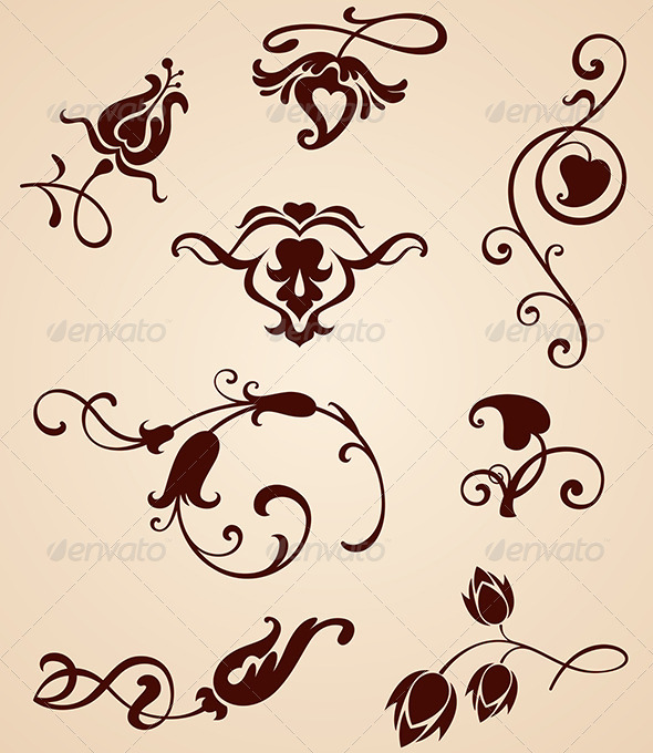 Calligraphic Design Elements - Decorative Symbols Decorative