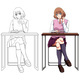 Anime Manga Schoolgirl Reading Book on White
