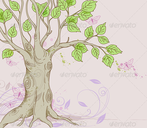 Background with Tree - Flowers & Plants Nature