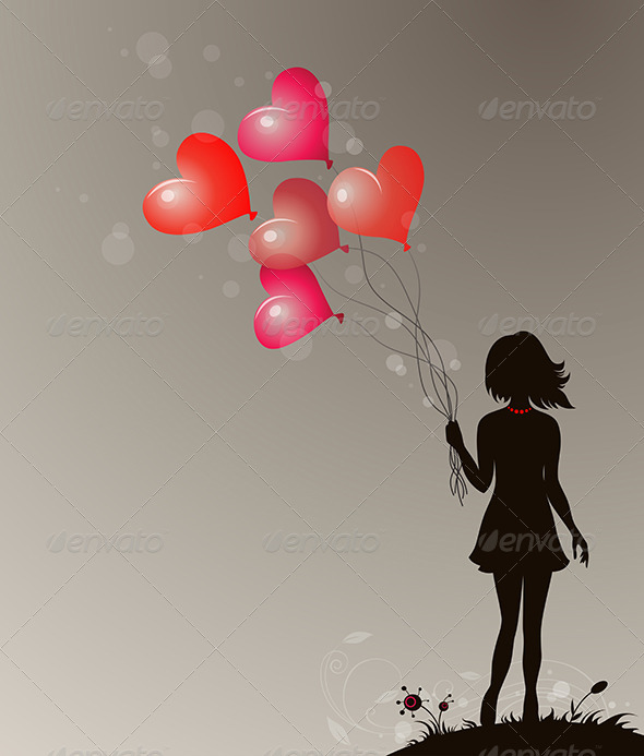 Silhouette of Girl - Valentines Seasons/Holidays
