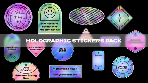 Holographic Stickers Mogrt