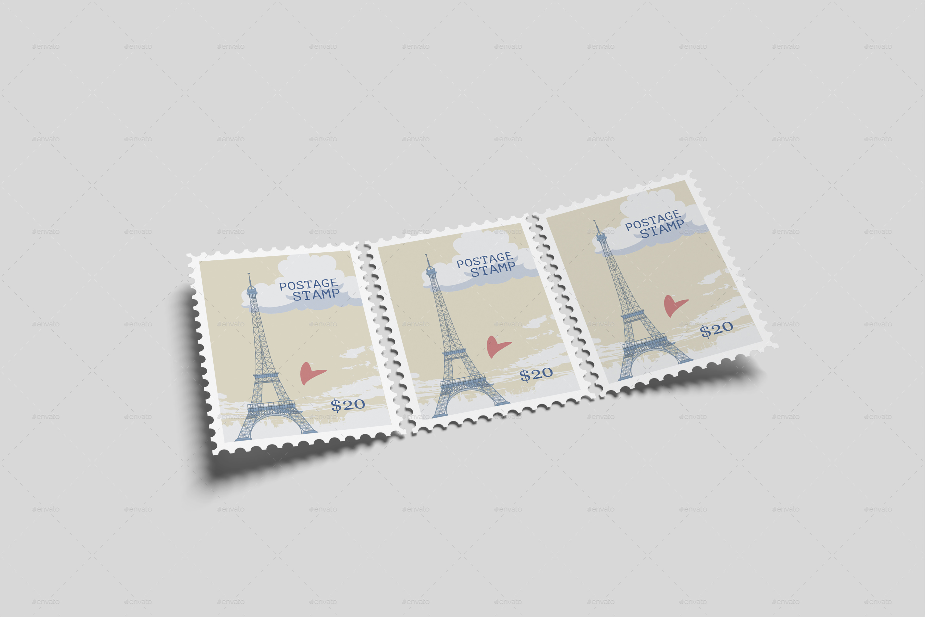 Realistic Postage Stamp Mockup, Graphics | GraphicRiver