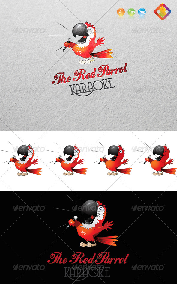 Red Parrot Karaoke Logo - Animals Logo Templates