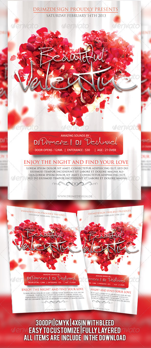 Beautiful Valentine Flyer - Events Flyers
