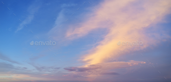 Summer panorama of sky background during sunset - Stock Photo - Images