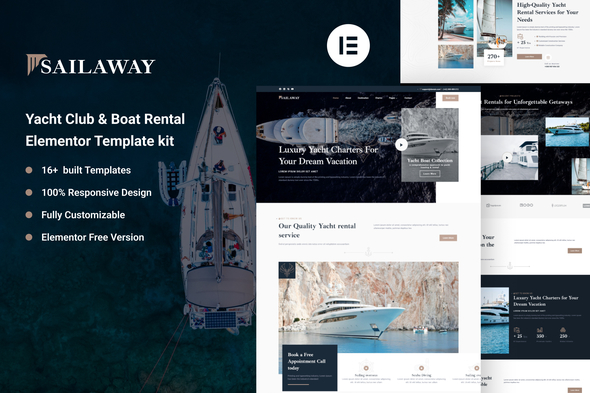 Sailaway - Yacht Club & Boat Rental Elementor Template Kit