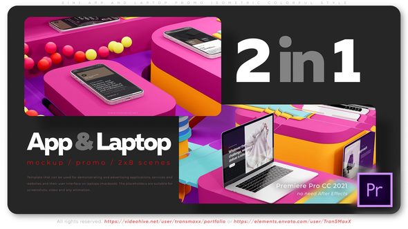 Application and Laptop Promo Isometric Colorful Style 2in1 pack