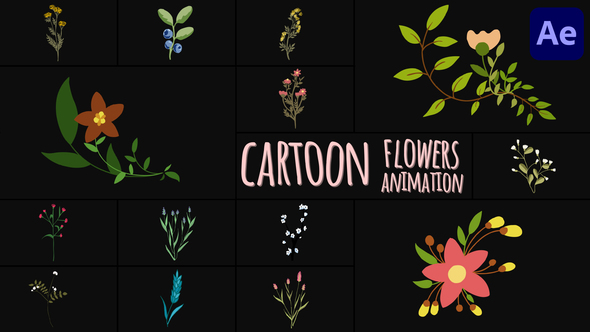 Cartoon Flowers Animations for After Effects