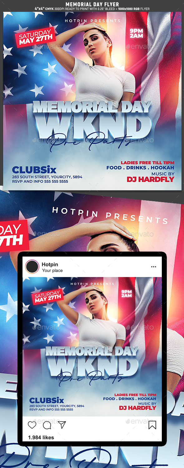 Memorial Day Party Flyer Template Preview