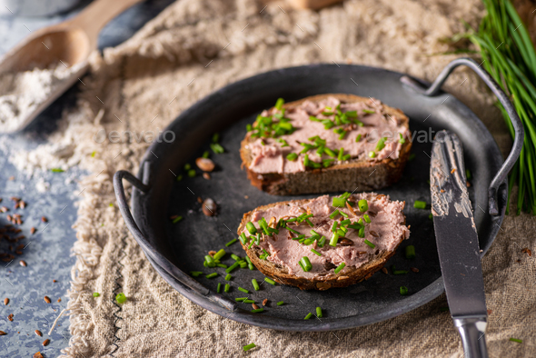 Delicious pate on homemade bread