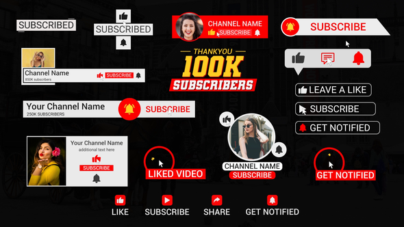 Modern Youtube Subscribe Titles Elements template preview