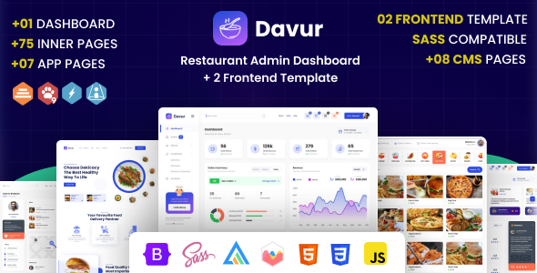 Download Davur - Restaurant Admin Dashboard + 2 Frontend Template